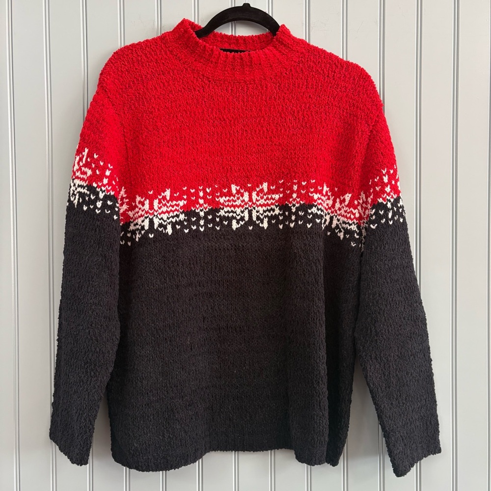SML Sport Red and Black Crewneck Sweater
